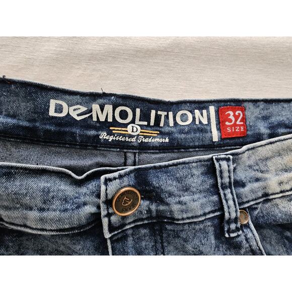 Demolition Mens Acid Bleach Wash Distressed Rocker Skater Jeans Size 32x32 - Picture 6 of 11